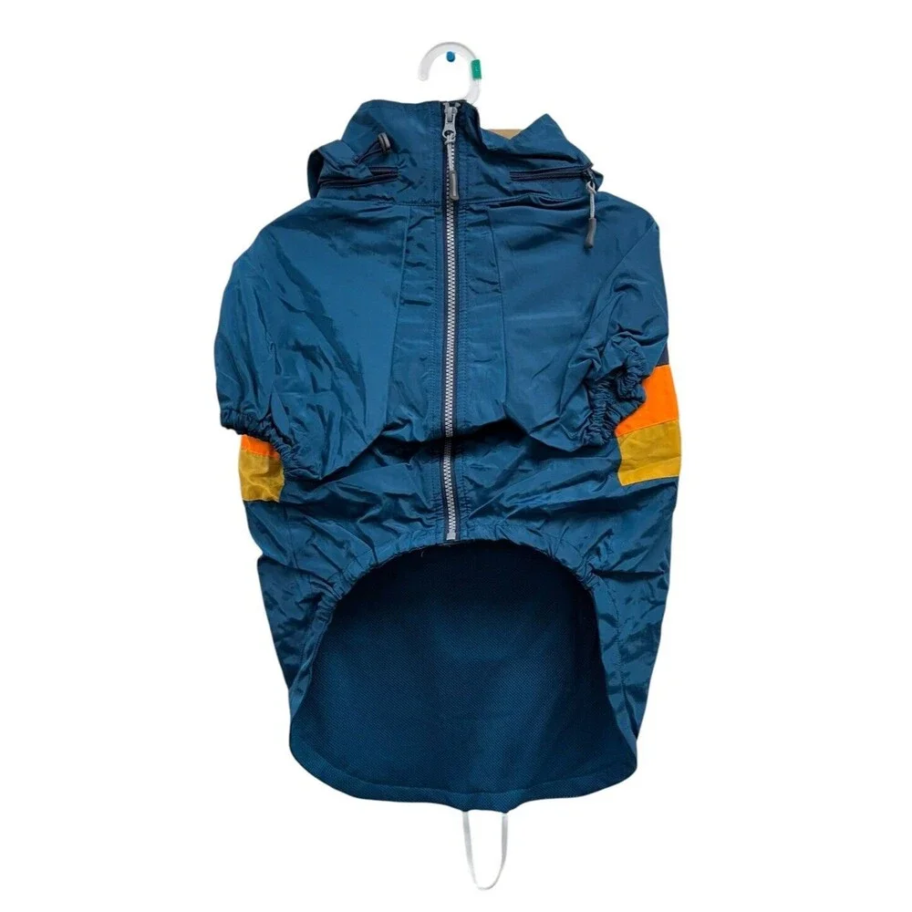 Arcadia Trail Dog Navy Colorblock Windbreaker Jacket Packable‎ Hood Poop Bag NWT